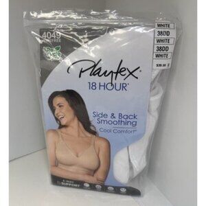 Playtex 18 Hour 38DD Side & Back Smoothing Wirefree Bra 4049 White 38 DD